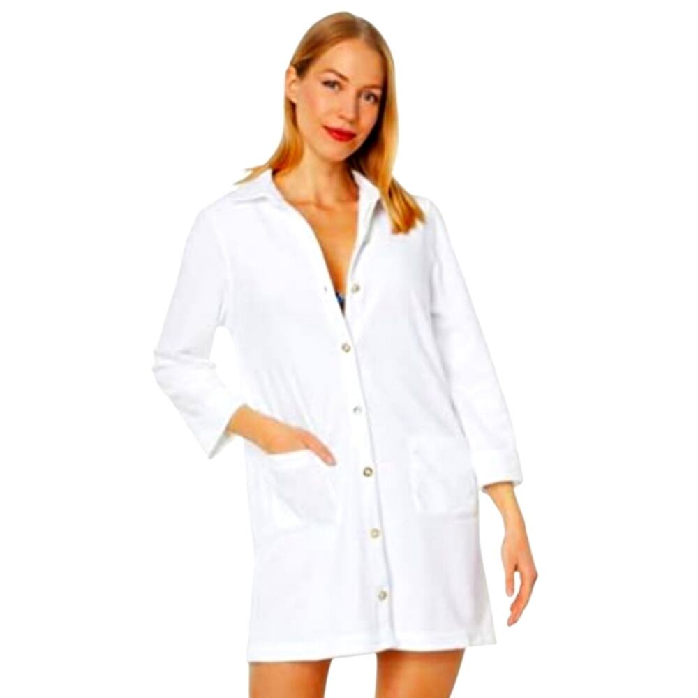 Lilly Pulitzer Natalie Terry Swim Cover-Up Dress White Size Large